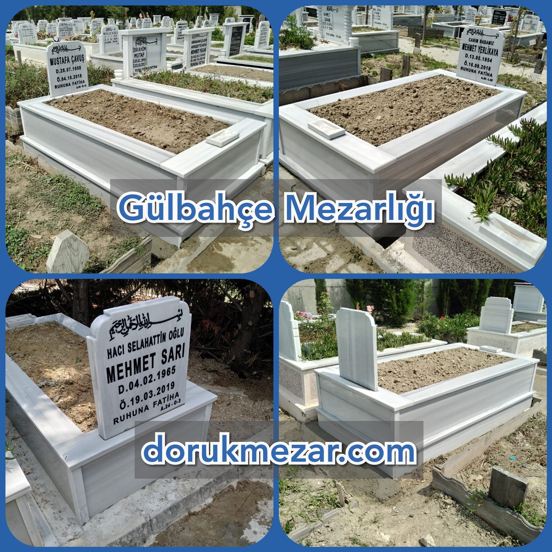 Gülbahçe Mezarlığı Mezar Taşı Yapımı Çavuş - Yerlikaya ve Sarı Ailesi