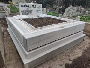 Çift Kişilik Beyaz Mermer Blok Mezar