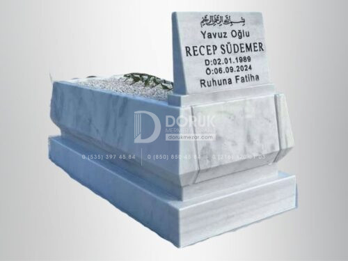 Marmara Mermer Konik Kesim 15cm Blok Mezar