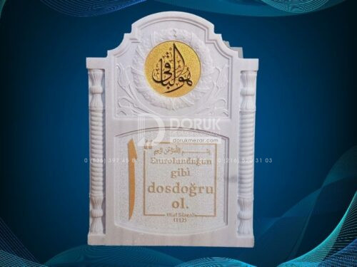 Arapça Elif Harfi Figürlü CNC Sütunlu Mezar Taşı