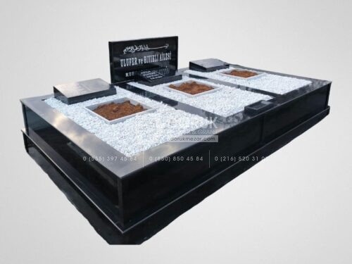 3 Kişilik Granit Aile Mezar Modeli